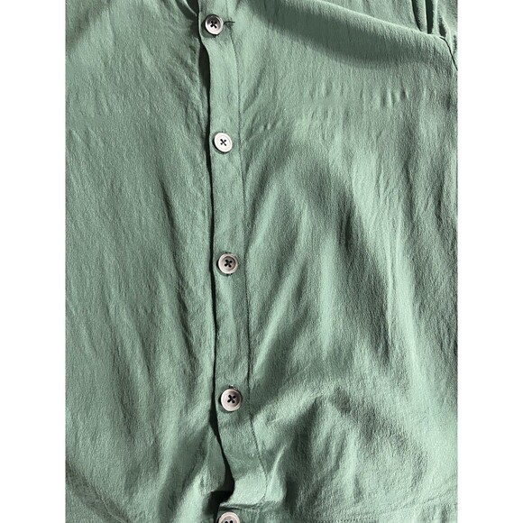 Madewell Tie Front Silk Blouse Size S Button Back Green - Picture 4 of 7